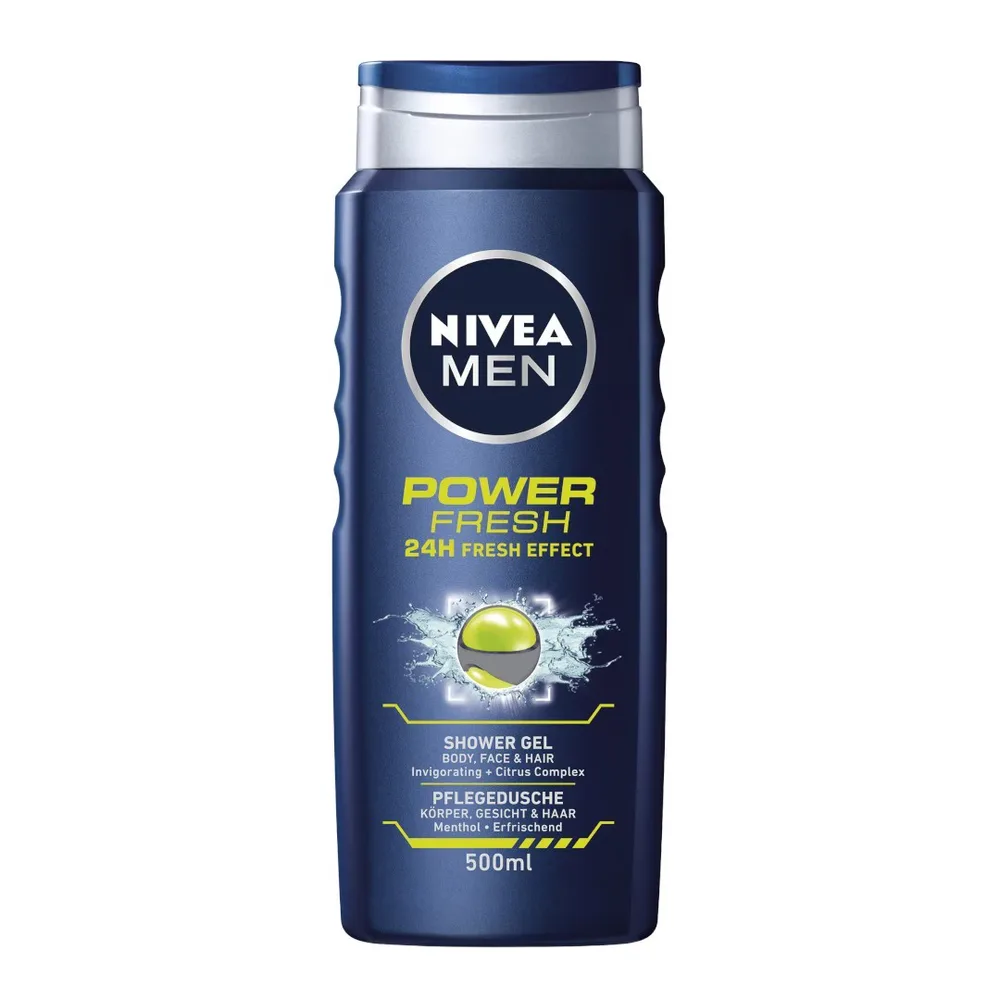NIVEA MEN Power Refresh гель для душа мужской с ментолом, 500 мл