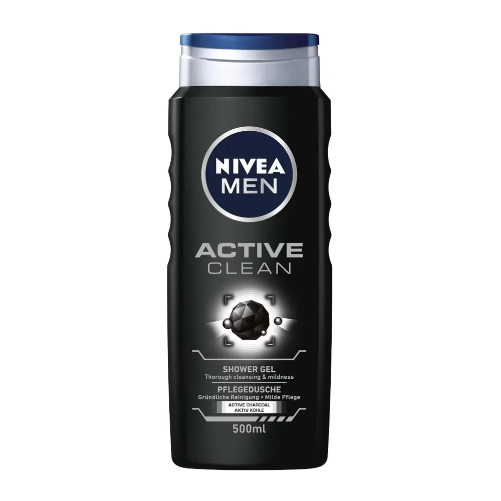 NIVEA MEN Active Clean гель для душа для мужчин с углём, 500 мл