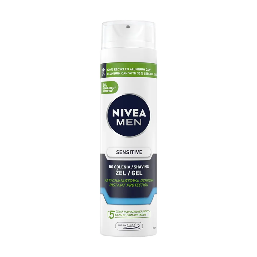NIVEA MEN Sensitive успокаивающий гель для бритья для чувствительной кожи, 200 мл, мужской, с ромашкой и витамином E