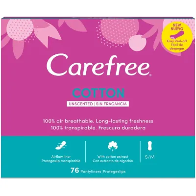 Carefree Cotton 76 ежедневные прокладки S/M с экстрактом хлопка, 1 шт