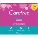 Carefree Cotton Fresh ежедневные прокладки с экстрактом хлопка, размер S/M, 76 шт — фото 1