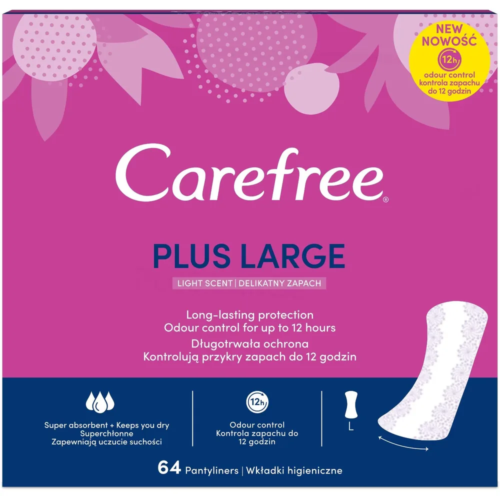 Carefree Plus Large ежедневные прокладки с экстрактом алоэ, 64 шт