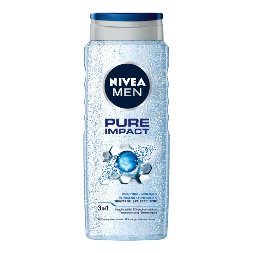 NIVEA MEN Pure Impact гель для душа для мужчин, 500 мл