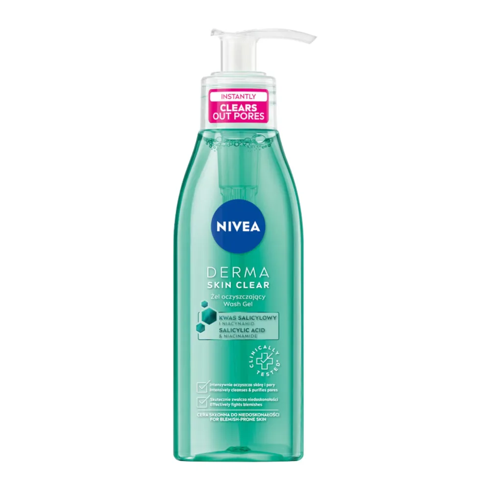 NIVEA Derma Skin Clear Очищающий гель для лица с салициловой кислотой и ниацинамидом, для кожи с несовершенствами, 150 мл
