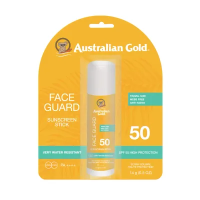 Australian Gold Face Guard Stick солнцезащитный стик для лица SPF 50, для носа и ушей, дорожный формат, 46 г