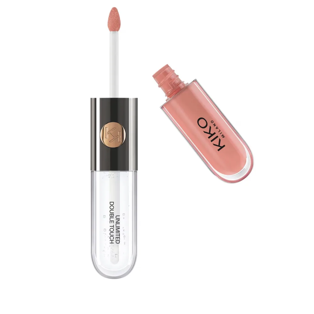 KIKO Milano Unlimited Double Touch жидкая помада и блеск для губ 2 в 1, 6 мл, оттенок 102 - SATIN ROSY BEIGE