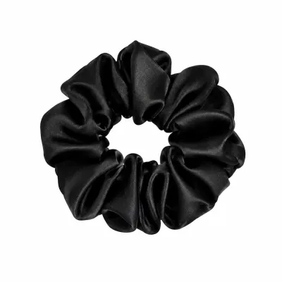 Poshyou Pure Black резинка для волос шелковая большая черная, 1 шт