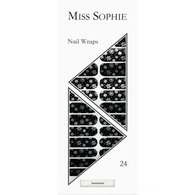 Miss Sophie's Snowstorm наклейки для ногтей, чёрные с серебряными снежинками, 1 шт