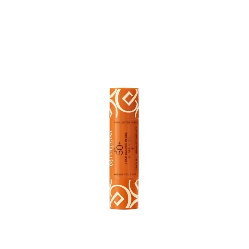 Collistar One Shot двойной стик 2 в 1: солнцезащитный гель SPF 50+ и перламутровый хайлайтер, для лица и тела, водостойкий, дорожный, 9 мл