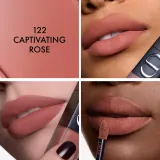 DIOR Rouge Dior On Stage Ink Blur Matte жидкая матовая помада для губ с блюр-эффектом, 6 мл, оттенок 122 - CAPTIVATING ROSE — фото 4