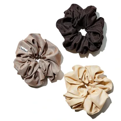 Hairlust Satin Silk Scrunchies XXL резинки для волос атласные, набор 3 штуки, оттенок Coffee, 1 шт
