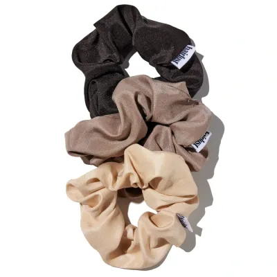 Hairlust Satin Silk Scrunchies атласные резинки для волос, оттенки кофе и бежевого, 1 шт