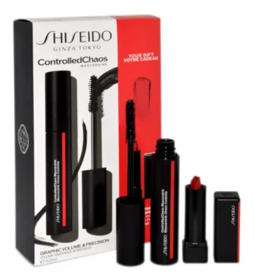 Shiseido Набор тушь ControlledChaos + помада Mini ModernMatte, объёмная тушь и матовая помада, 11,5 мл + 2,5 г