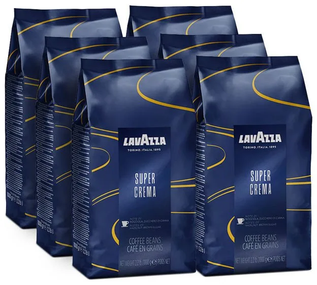 Кофе в зёрнах Lavazza Super Crema, набор 6х1 кг