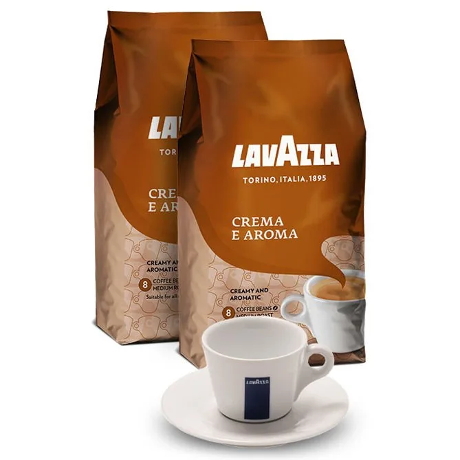 Набор кофе в зернах Lavazza Crema e Aroma 2х1 кг с чашкой для капучино 160 мл