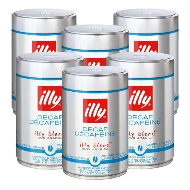 Кофе в зёрнах illy Espresso Decaffeinato без кофеина, набор 6х250 г
