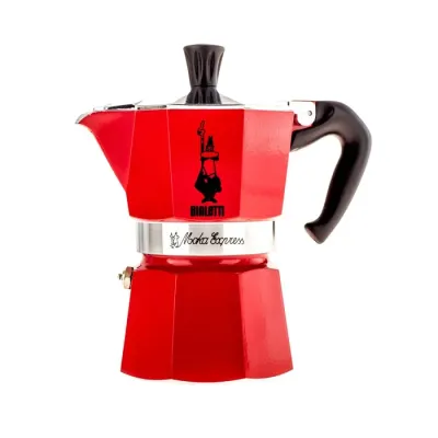 Гейзерная кофеварка Bialetti Moka Express на 3 чашки, красная