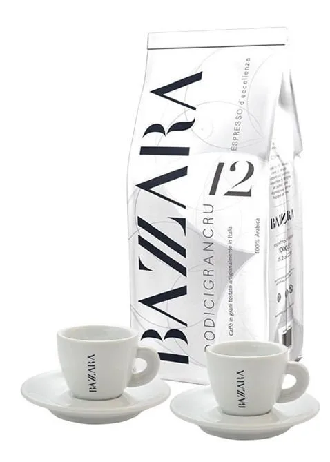Набор кофе Bazzara Dodicigrancru 1кг и 2 чашки для эспрессо