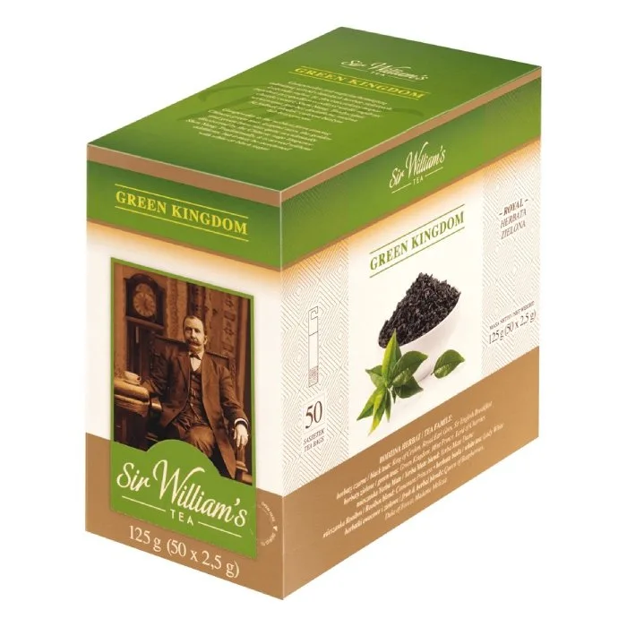 Зелёный чай Sir William's Royal Taste Green Kingdom в пакетиках, 50х2,5г
