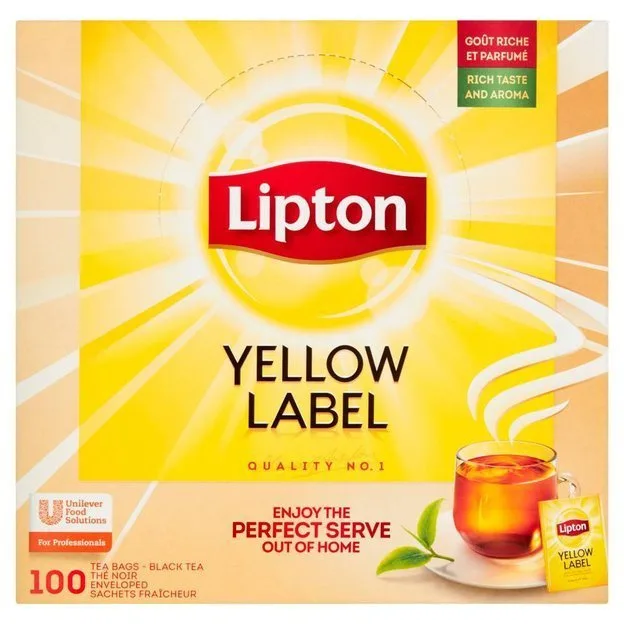 Чёрный чай Lipton Yellow Label в пакетиках, 100х1,8г