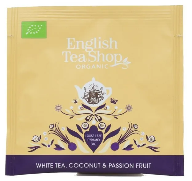 Белый чай English Tea Shop Premium White Tea Coconut & Passion Fruit в пирамидках, 50 шт