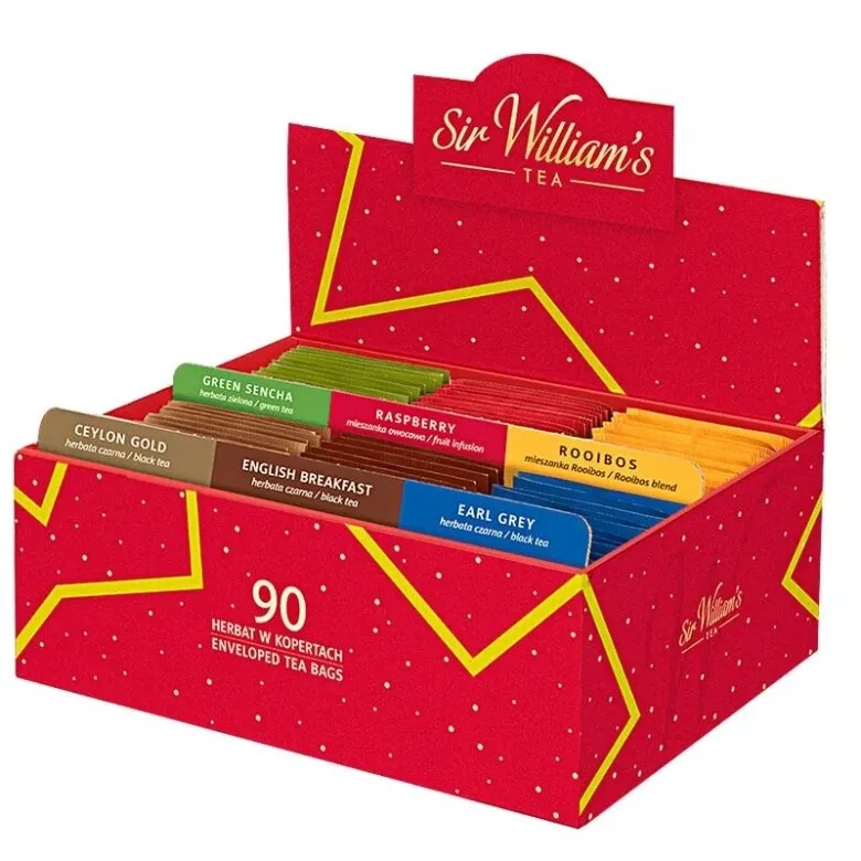 Картонный презентер с чаем Sir William's Tea, 90 пакетиков