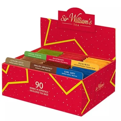 Картонный презентер с чаем Sir William's Tea, 90 пакетиков