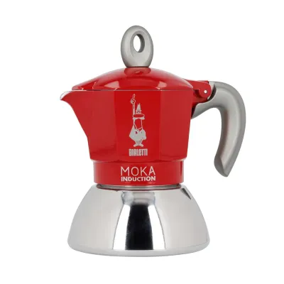 Гейзерная кофеварка Bialetti New Moka Induction на 2 чашки, красная