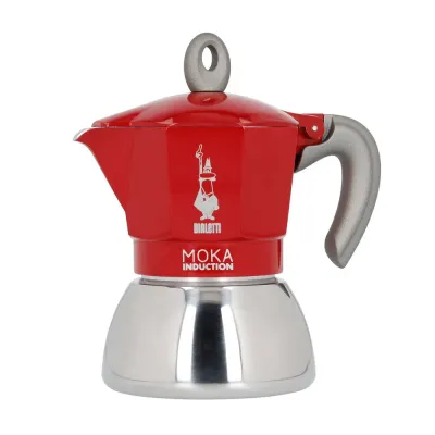 Гейзерная кофеварка Bialetti New Moka Induction на 4 чашки, красная