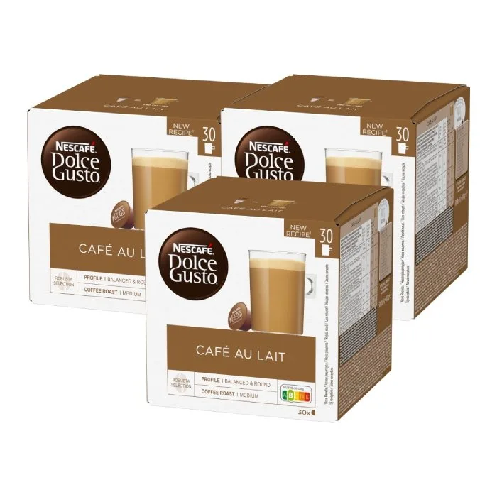 Капсулы Nescafe Dolce Gusto Cafe au Lait, набор 3х30 шт