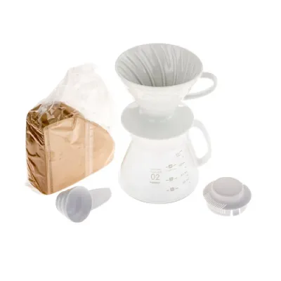 Набор Hario V60 Dripper & Pot White: дриппер, сервер и фильтры