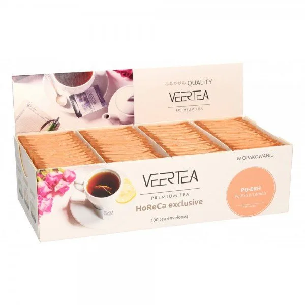 Красный чай Veertea Pu-erh & Lemon в пакетиках, 100 шт по 2 г
