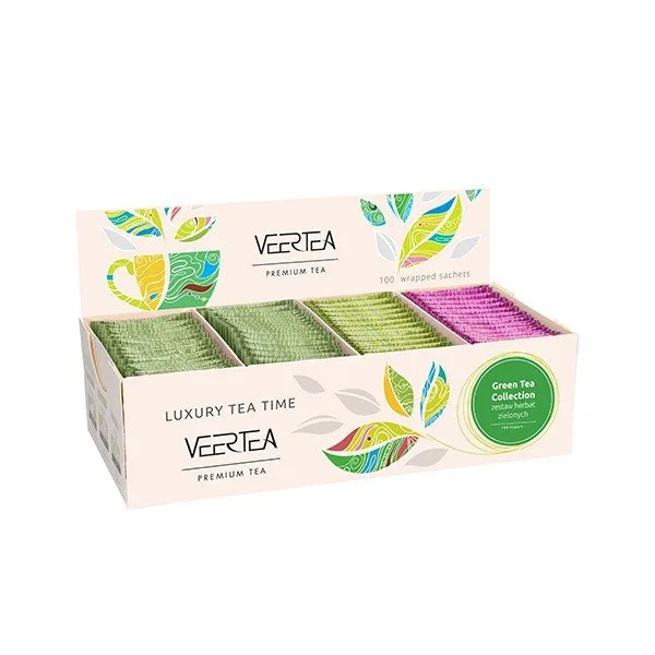 Коллекция зелёных чаёв Veertea Premium, набор 100 пакетиков