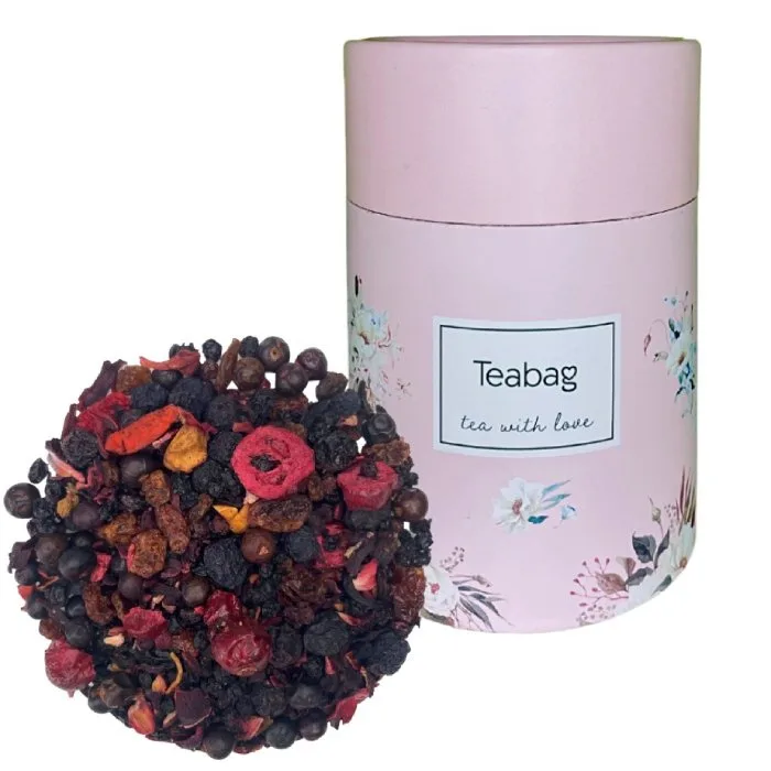 Фруктовый чай Teabag Fruit Berry Mix, листовой, 50 г, розовая туба