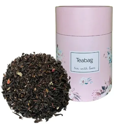 Чёрный чай Teabag Raspberry Lavender, листовой, 50 г, розовая туба