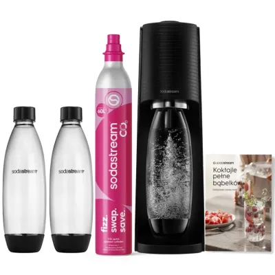 Сатуратор для газирования воды SodaStream Terra, черный, + 2 бутылки + книга рецептов