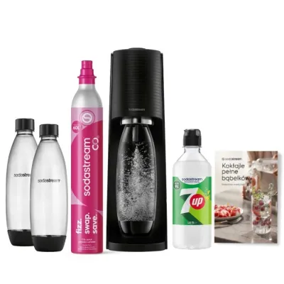 Сатуратор для газирования воды SodaStream Terra черный, набор с бутылками и сиропом