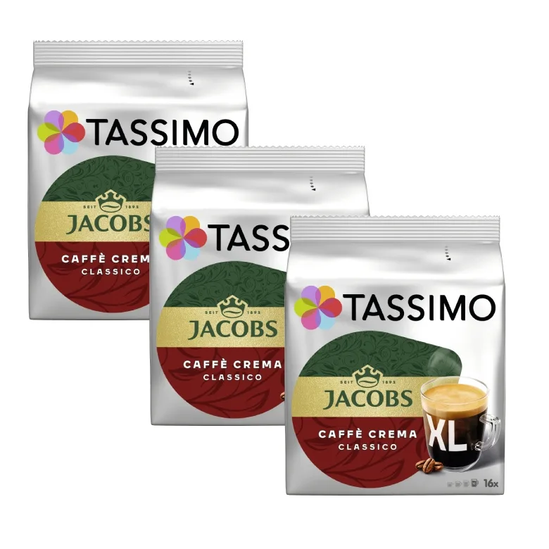 Кофе в капсулах Tassimo Jacobs Caffe Crema Classico XL, 48 капсул (3х16 шт)