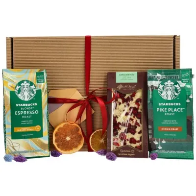 Подарочный набор Starbucks: зерновой кофе и белый шоколад