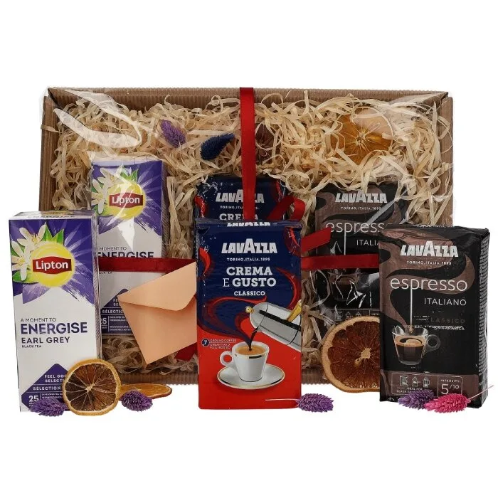 Подарочный набор: молотый кофе Lavazza и чай Lipton Earl Grey