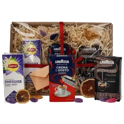 Подарочный набор: молотый кофе Lavazza и чай Lipton Earl Grey