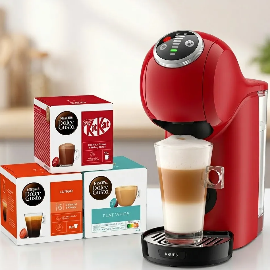 Капсульная кофемашина Krups Genio S Plus Red KP340510, красная