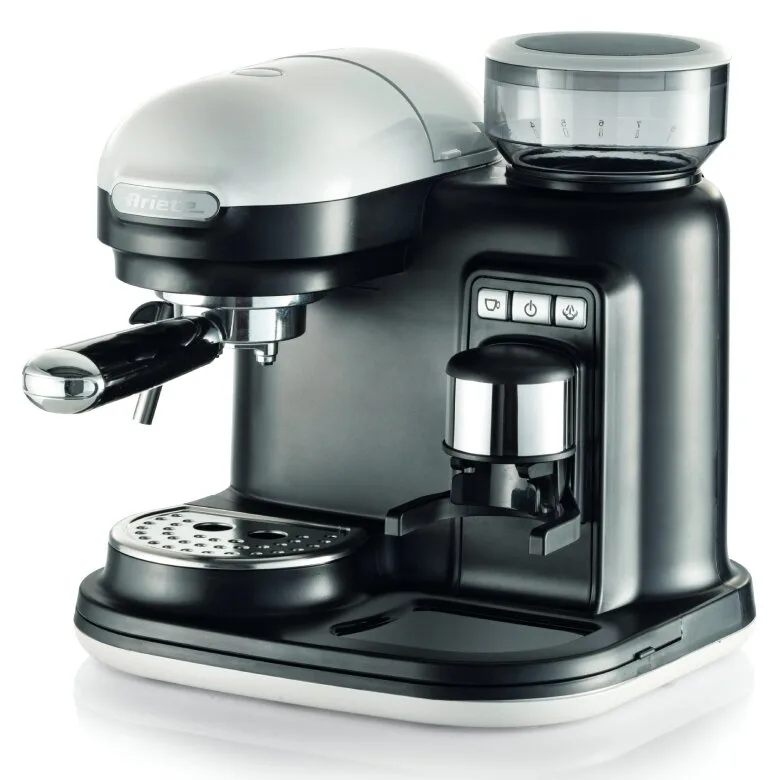 Рожковая кофемашина Ariete Espresso Moderna 1318/01 со встроенной кофемолкой, серебристая