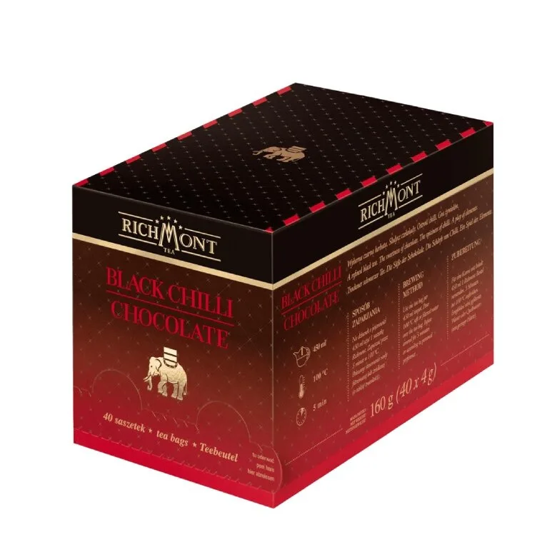 Черный чай Richmont Black Chilli Chocolate с чили и шоколадом, 40 пакетиков