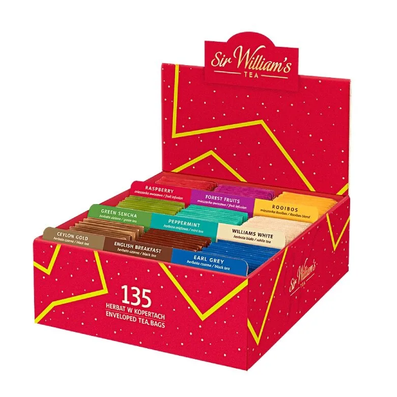 Набор чая Sir William's Tea ассорти 9 вкусов, 135 пакетиков в шкатулке