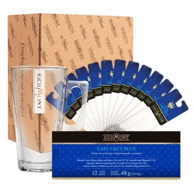 Чай чёрный Richmont Earl Grey Blue в наборе со стаканом 370 мл