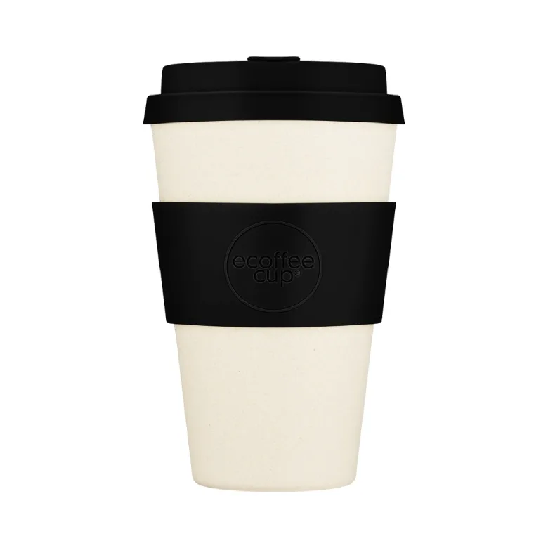 Термокружка Ecoffee Cup Solid Colours Black Nature 400 мл - Белый с черной отделкой
