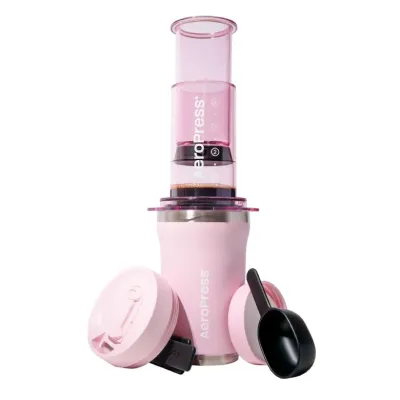 Заварочное устройство для кофе AeroPress Go Plus розовое с термокружкой