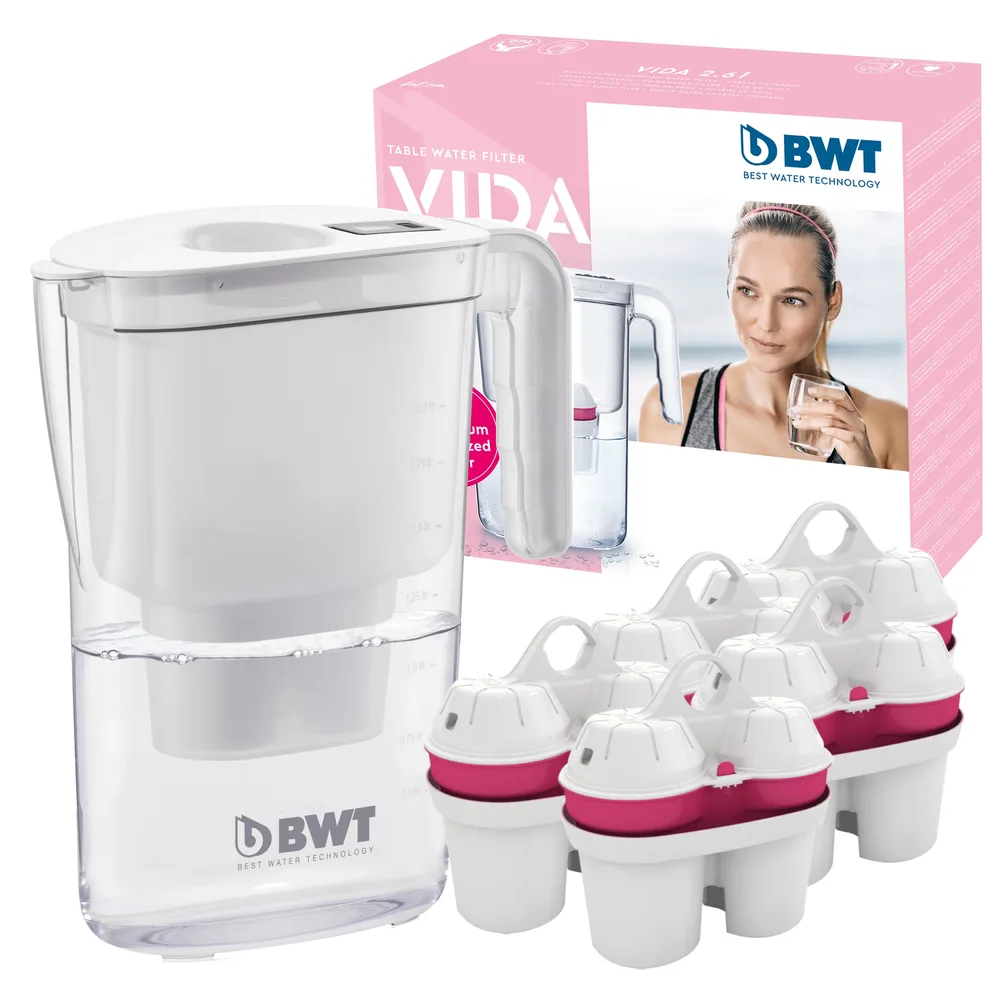 Кувшин фильтр для воды BWT Vida 2.6 л белый с 5 картриджами Mg2+