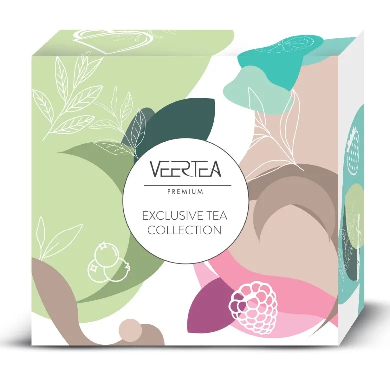Подарочный набор чая Veertea ассорти 8 вкусов 200 пакетиков светло-зелёная упаковка